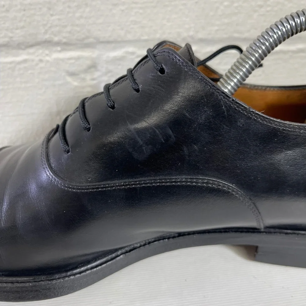 Salvatore Ferragamo Studio Black Leather Cap Toe Oxford Dress Shoes Men's 8 EE